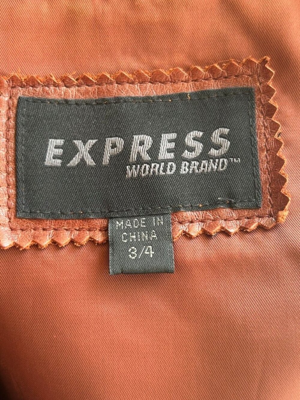 EXPRESS Coated Leather Mid-length Coat Rust Brown Size 3/4 EUC - Picture 8 of 9